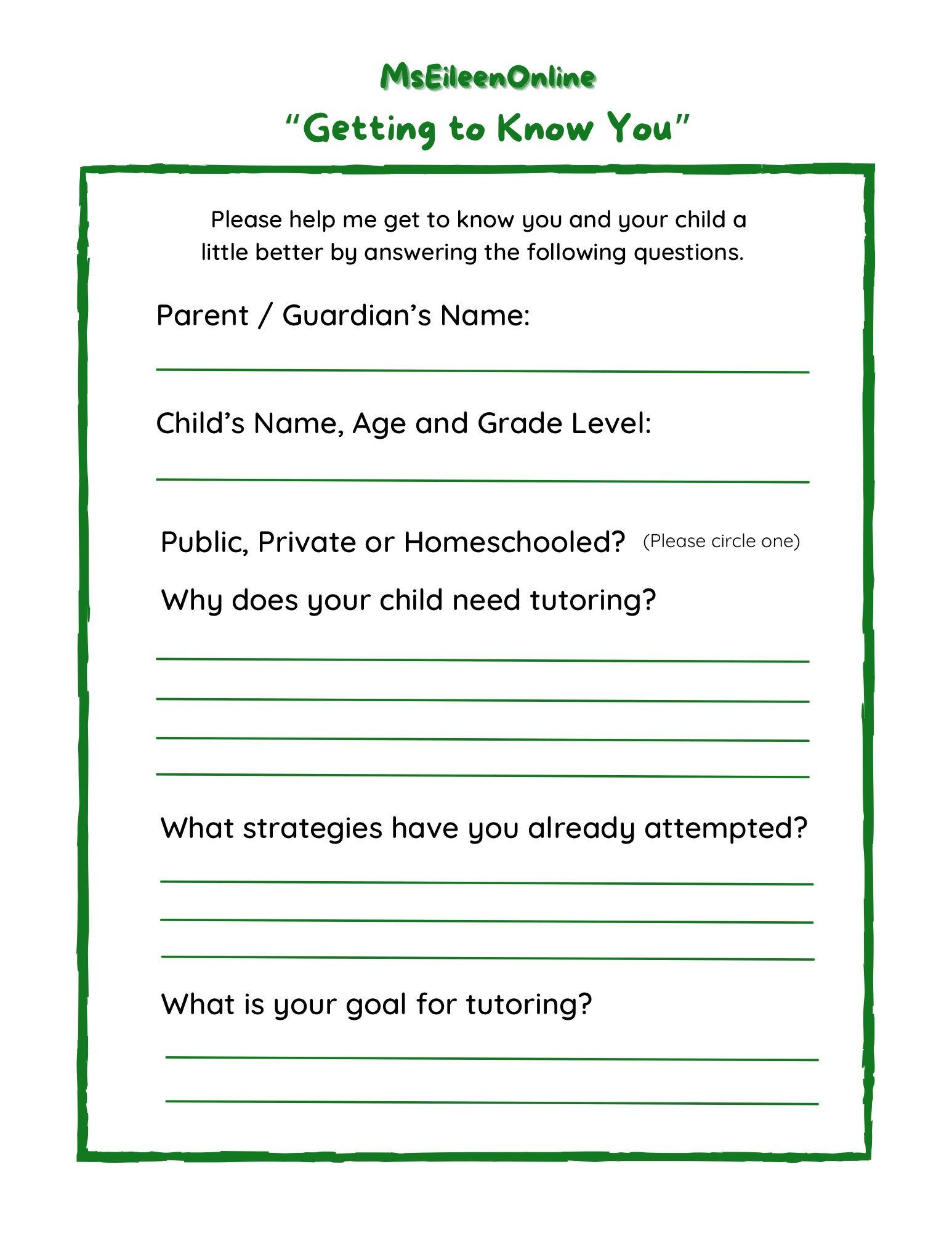 Pkg 60 Min, Online (10 Individual Tutoring Sessions) 2